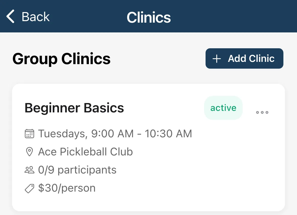 The Group Clinics list