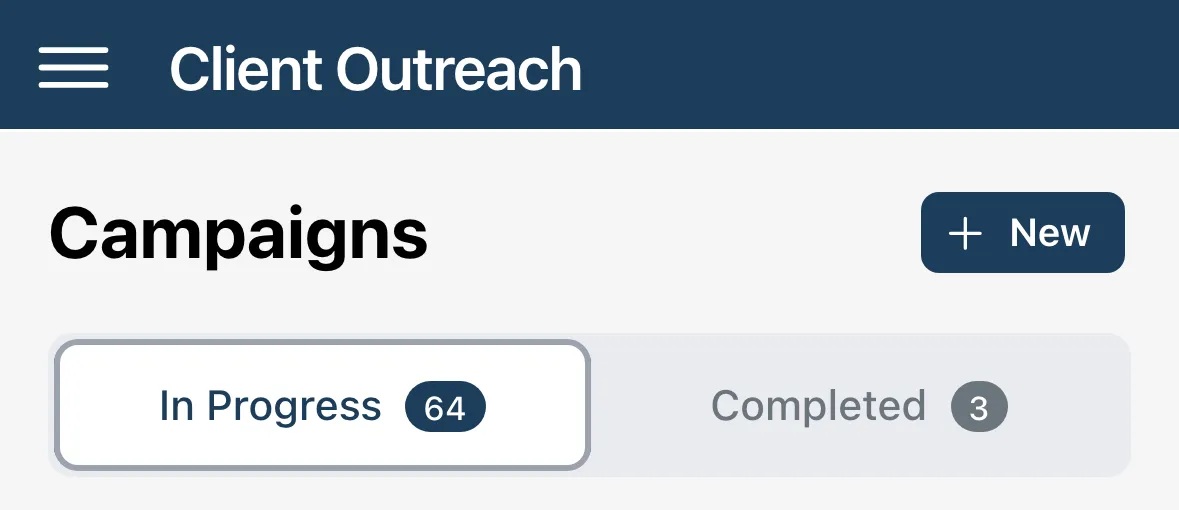 The Client Outreach page with campaigns and templates